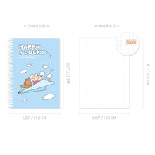 Load image into Gallery viewer, Monolike Happy and Lucky A5 Grid Spiral Notebook, Paper plane - Hardcover 5.83 x 8.27inch 128 Page