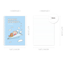 Load image into Gallery viewer, Monolike Happy and Lucky A5 Line Spiral Notebook, Paper plane - Hardcover 5.83 x 8.27inch 128 Page