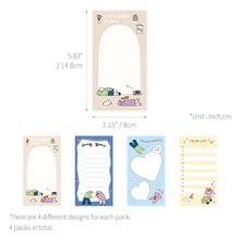 Load image into Gallery viewer, Monolike Memopad Olly Molly Weekend SET - 4 Packs, 4 Different Designs, 80 Sheets Per Pad, Total 320 Sheets, Note pads, Writing pads, 80x148mm