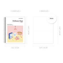 Load image into Gallery viewer, Monolike Spiral School Notebook, Ordinary days A 4P SET - 7.09 x 9.45inch, 98 Page, Academic Line Notebook