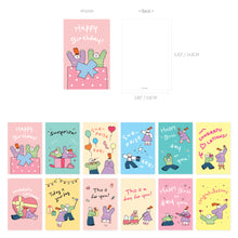 Load image into Gallery viewer, Monolike Olly Molly, Birthday Single card - mix 12 pack, greeting card, 3.9x5.8