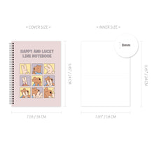 Load image into Gallery viewer, Monolike Spiral School Notebook, Happy and Lucky A 4P SET - 7.09 x 9.45inch, 98 Page, Academic Line Notebook