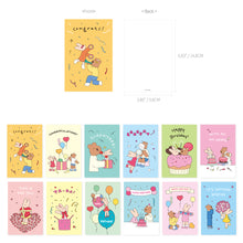 Load image into Gallery viewer, Monolike Happy and Lucky, Birthday Single card - mix 12 pack, greeting card, 3.9x5.8