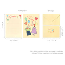 Load image into Gallery viewer, Monolike Olly Molly Birthday Letter Paper and Envelopes Set - 8Type, 32 Letter Paper + 16 Envelopes