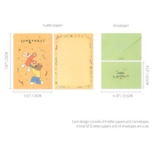 Load image into Gallery viewer, Monolike Happy and Lucky Birthday Letter Paper and Envelopes Set - 8Type, 32 Letter Paper + 16 Envelopes