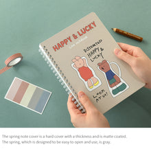 Load image into Gallery viewer, Monolike Happy and Lucky A5 Line Spiral Notebook, Distorted - Hardcover 5.83 x 8.27inch 128 Page