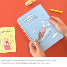 Load image into Gallery viewer, Monolike Happy and Lucky A5 Grid Spiral Notebook, Distorted - Hardcover 5.83 x 8.27inch 128 Page