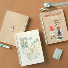 Load image into Gallery viewer, Monolike Happy and Lucky A5 Line Spiral Notebook, Distorted - Hardcover 5.83 x 8.27inch 128 Page