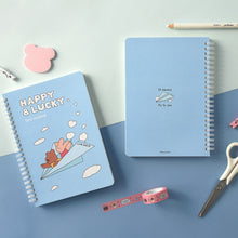 Load image into Gallery viewer, Monolike Happy and Lucky A5 Grid Spiral Notebook, Paper plane - Hardcover 5.83 x 8.27inch 128 Page