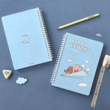 Load image into Gallery viewer, Monolike Happy and Lucky A5 Line Spiral Notebook, Paper plane - Hardcover 5.83 x 8.27inch 128 Page