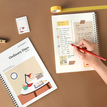 Load image into Gallery viewer, Monolike Spiral School Notebook, Ordinary days A 4P SET - 7.09 x 9.45inch, 98 Page, Academic Line Notebook