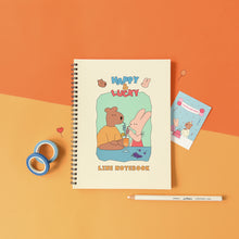 Load image into Gallery viewer, Monolike Spiral School Notebook, Happy and Lucky A 4P SET - 7.09 x 9.45inch, 98 Page, Academic Line Notebook