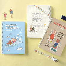 Load image into Gallery viewer, Monolike Happy and Lucky A5 Grid Spiral Notebook, Distorted - Hardcover 5.83 x 8.27inch 128 Page