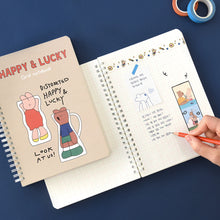 Load image into Gallery viewer, Monolike Happy and Lucky A5 Grid Spiral Notebook, Paper plane - Hardcover 5.83 x 8.27inch 128 Page