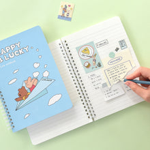 Load image into Gallery viewer, Monolike Happy and Lucky A5 Line Spiral Notebook, Distorted - Hardcover 5.83 x 8.27inch 128 Page