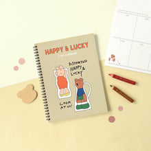 Load image into Gallery viewer, Monolike Spiral School Notebook, Happy and Lucky A 4P SET - 7.09 x 9.45inch, 98 Page, Academic Line Notebook