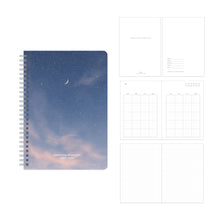Load image into Gallery viewer, Monolike A5 Planning Notebook Moonlight, Blue night - Undated 4-Month Planner, Portable Lay-Flat Spiral-Bound Diary for Office Use