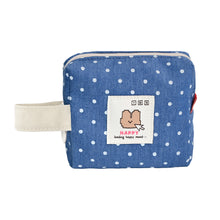 Load image into Gallery viewer, Monolike Happy and Lucky Denim Dot Cube Pouch, Blue - Makeup Bag, Cosmetic Bag, Travel Bag, Toiletry Bag, Organizer, Storage Bag