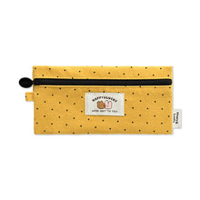 Load image into Gallery viewer, Monolike Happy and Lucky Candy Dot pen case, Yellow - Slim Corduroy Style Cotton Pen Pouch, Cute Aesthetic Pastel Stationery Organizer for Office