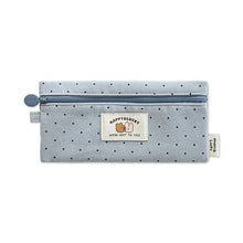 Load image into Gallery viewer, Monolike Happy and Lucky Candy Dot pen case, Blue - Slim Corduroy Style Cotton Pen Pouch, Cute Aesthetic Pastel Stationery Organizer for Office
