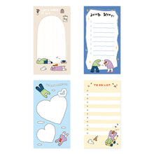 Load image into Gallery viewer, Monolike Memopad Olly Molly Weekend SET - 4 Packs, 4 Different Designs, 80 Sheets Per Pad, Total 320 Sheets, Note pads, Writing pads, 80x148mm