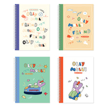 Load image into Gallery viewer, Monolike Spiral School Notebook, Olly Molly A 4P SET - 7.09 x 9.45inch, 98 Page, Academic Line Notebook