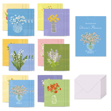 Load image into Gallery viewer, Monolike Day by Day Card, 106 Olivia's Flowers Series.1 - Mix 48 Mini Single cards, 24 envelopes Package