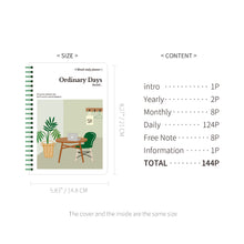 Load image into Gallery viewer, Monolike Ordinary days 4 Month Study Planner, Green day - Academic Planner, Weekly & Monthly Planner, Study plan