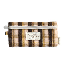 Load image into Gallery viewer, Monolike Unmatched Friends Old Check Pencil Case, Brown - Pencil Pouch, Portable Pencil Bag, Pencil Case, Office Pouch case, Cushion, Soft, Vintage