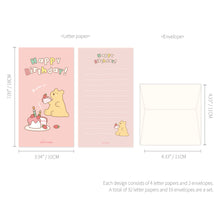 Load image into Gallery viewer, Monolike Storytown Momo Mini Letter Paper and Envelopes Set - 8Type, 32 Letter Paper + 16 Envelopes