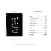 Load image into Gallery viewer, Monolike Little Doodle 4 Month Study Planner, Tools - Academic Planner, Weekly & Monthly Planner, Study plan