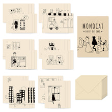 Load image into Gallery viewer, Monolike Day by Day Card, 110 Monocat - Mix 48 Mini Single cards, 24 envelopes Package