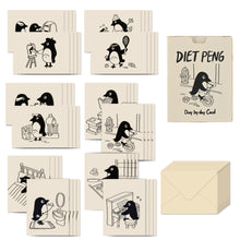 Load image into Gallery viewer, Monolike Day by Day Card, 123 Diet Peng - Mix 48 Mini Single cards, 24 envelopes Package