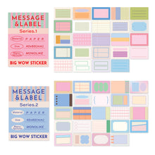 Load image into Gallery viewer, Monolike Big Wow Sticker Message & Label Series.1 + Series.2 Set - Big Size Cute Stickers, Square Stickers