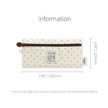 Load image into Gallery viewer, Monolike Happy and Lucky Candy Dot pen case, Ivory - Slim Corduroy Style Cotton Pen Pouch, Cute Aesthetic Pastel Stationery Organizer for Office