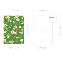Load image into Gallery viewer, Monolike Olivia's Flowers A5 Line Spiral Notebook, Green - Hardcover 5.83 x 8.27inch 128 Page