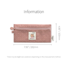 Load image into Gallery viewer, Monolike Happy and Lucky Candy Dot pen case, Pink - Slim Corduroy Style Cotton Pen Pouch, Cute Aesthetic Pastel Stationery Organizer for Office