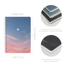 Load image into Gallery viewer, Monolike A5 Planning Notebook Moonlight, Rosy night - Undated 4-Month Planner, Portable Lay-Flat Spiral-Bound Diary for Office Use