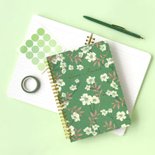 Load image into Gallery viewer, Monolike Olivia's Flowers A5 Line Spiral Notebook, Green - Hardcover 5.83 x 8.27inch 128 Page