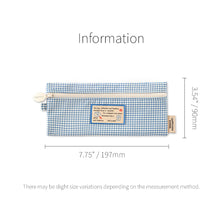 Load image into Gallery viewer, Monolike Unmatched Friends Picnic Check Pencil Case, Blue - Aesthetic Gingham Pastel Desk Organizer, Trendy Minimalist Stationery Pouch