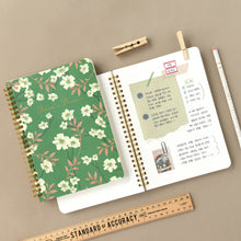 Load image into Gallery viewer, Monolike Olivia's Flowers A5 Line Spiral Notebook, Green - Hardcover 5.83 x 8.27inch 128 Page