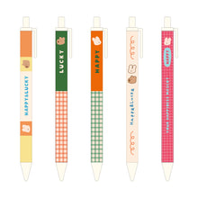 Load image into Gallery viewer, Monolike Happy and Lucky 0.38mm Gel Pens 5Pcs - Black Ink, Fine Point Smooth Writing Pens, Office School Supplies