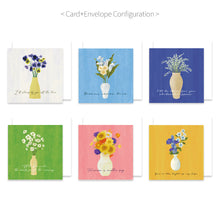 Load image into Gallery viewer, Monolike PAPER THINGS L, Olivia's Flowers 6P C SET - Greeting card, Folding card, Cards Assortment, Birthday, Thinking of You, 6 cards + 6envelopes, 135x135mm