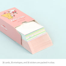 Load image into Gallery viewer, Monolike Day-by-day Card, Storytown Momo - Mix 36 Mini Postcards, 36 envelopes, 36 stickers Package