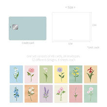 Load image into Gallery viewer, Monolike Day by Day Card, 119 The Flower - Mix 48 Mini Single cards, 24 envelopes Package