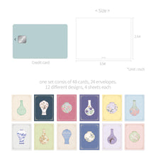 Load image into Gallery viewer, Monolike Day by Day Card, 104 Pottery - Mix 48 Mini Single cards, 24 envelopes Package