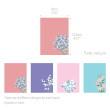 Load image into Gallery viewer, Monolike Memopad Flower For You A SET - 4 Packs, 4 Different Designs, 100 Sheets Per Pad, Total 400 Sheets, Note pads, Writing pads