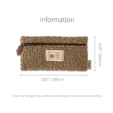 Load image into Gallery viewer, Monolike Unmatched Friends Bbogeuli Pencil Case, Brown - Slim Fuzzy Fleece Pen Pouch for Daily Use with Stain-Resistant Lining