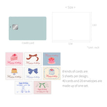 Load image into Gallery viewer, Monolike Message Dear Sweet birthday Card - Mix 40 Mini Postcards, 20 envelopes Package