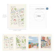 Load image into Gallery viewer, Monolike A5 Stitch Line Note Seoul 4P A SET - Academic Notebook, Line Notebook, 48page